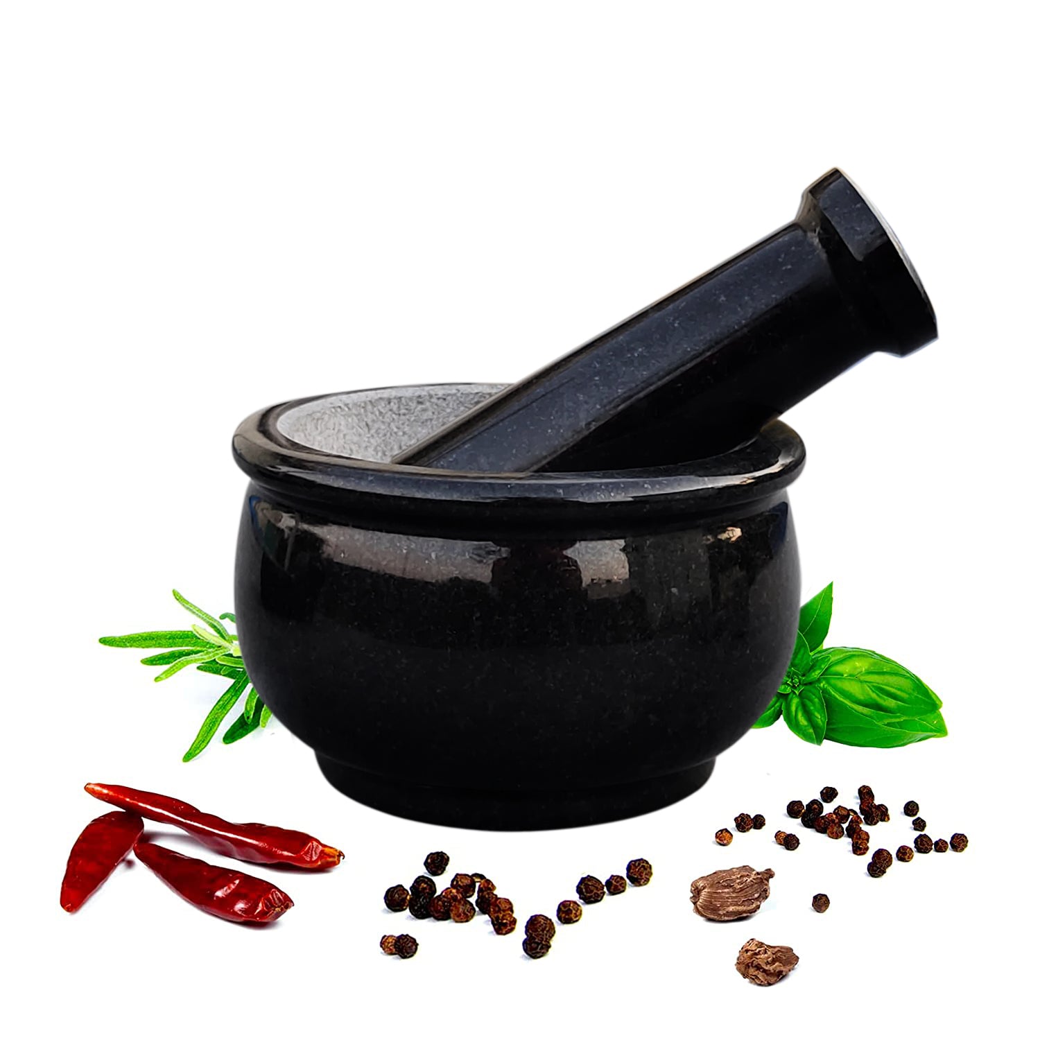 Granite Mortar and Pestle Set 6 inch 