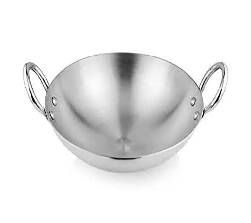 Aluminium Kadai Deep Frying pan kadai Shallow Cooking kadai MULTIPURPOSE  10inch