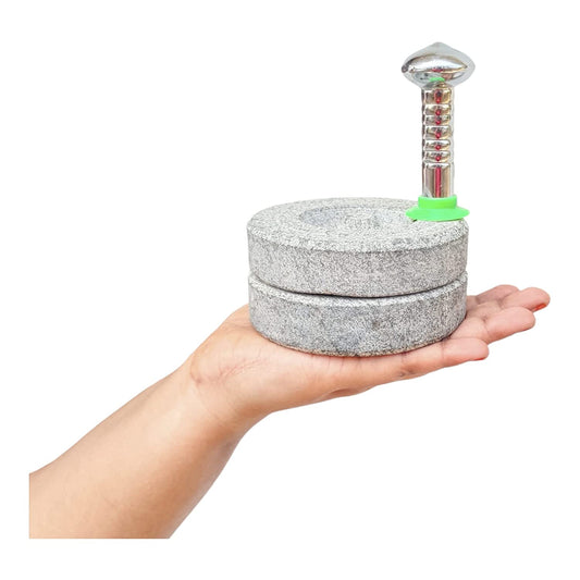 EZAHK Miniature Stone Chakki Small Size Height 4 inch,Width 6 inch