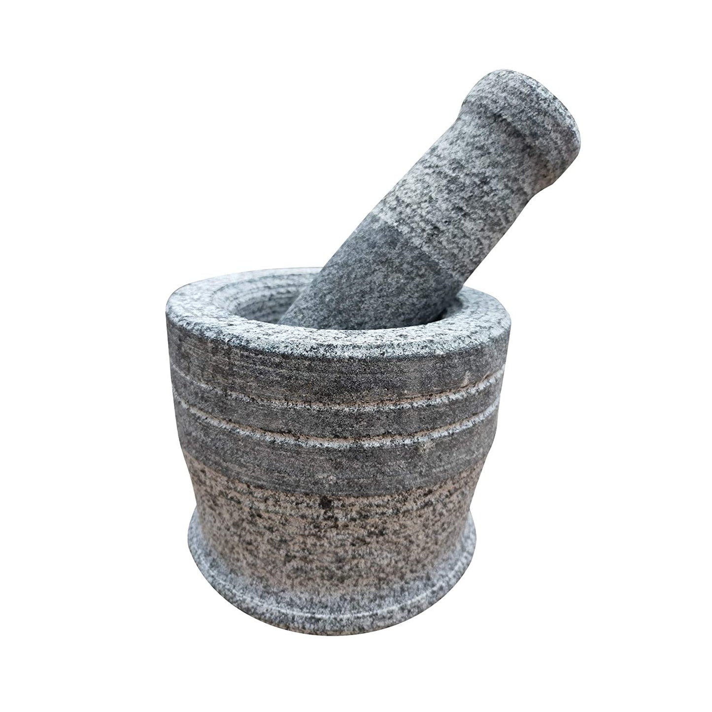 EZAHK Stone Mortar and Pestle Set, Large Size (15 cm) (Grey)