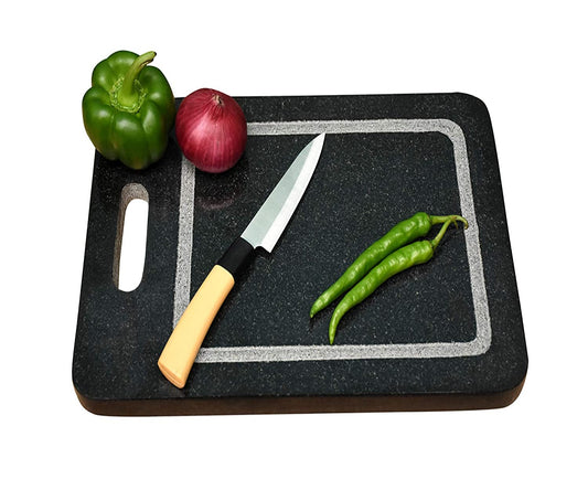 EZAHK Black Granite Stone Cutting Board Size (14x10 in Large), Chopping Board with Holder
