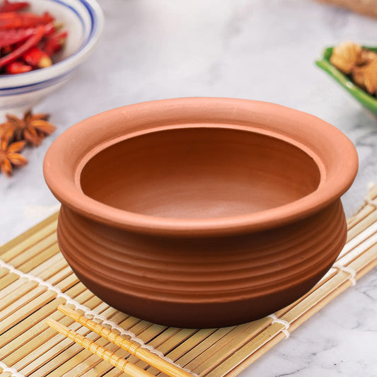 EZAHK Handmade Clay Handi/Curry/Dal for Cooking (1 Litre)