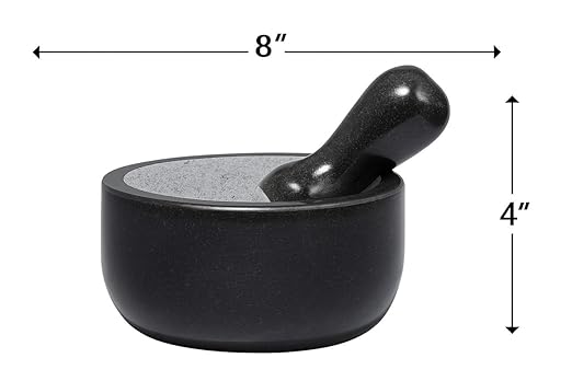 EZAHK Pure Granite Stone and Mortar and Pestle Set 8 inch Big Size