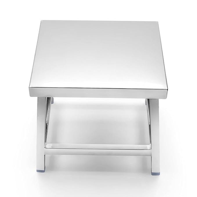 EZAHK Square Stainless Steel Stool for Kitchen,Home,Hotel,Bathroom,Company,Office,Multipurpose (Size : 1 Feet)