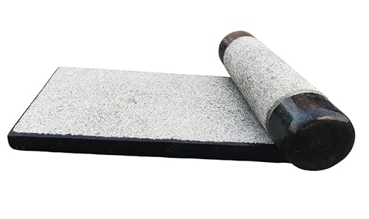EZAHK Granite Stone Black Ammikallu, Large Size (15x10 Inch), Mortar and Pestle,Okhli, Khalbatta, Kharal, Mixer,Design for Kitchen, Home, Herbs and Spices.