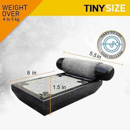 EZAHK Ammikallu Black Granite – 8 Inch Traditional Stone Grinder for Spices, Herbs & Chutneys,Mortar and Pestle