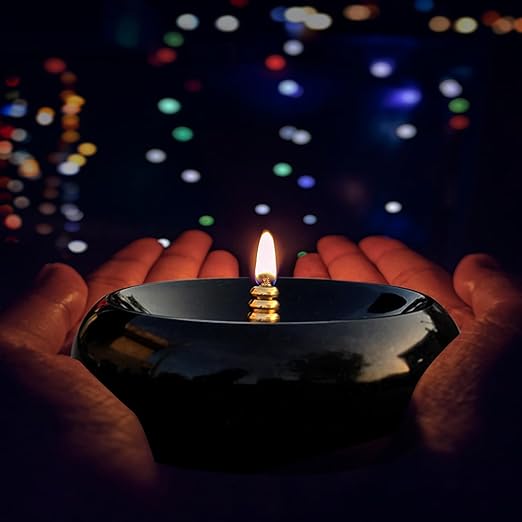EZAHK Stone Oil Lamps, Heavy Duty (5 inch), Weight - 1.5Kg, Black