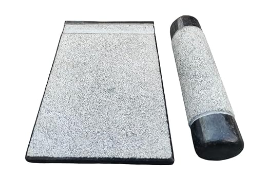 EZAHK Granite Stone Black Ammikallu, Large Size (15x10 Inch), Mortar and Pestle,Okhli, Khalbatta, Kharal, Mixer,Design for Kitchen, Home, Herbs and Spices.