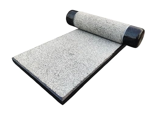 EZAHK Granite Stone Black Ammikallu, Large Size (15x10 Inch), Mortar and Pestle,Okhli, Khalbatta, Kharal, Mixer,Design for Kitchen, Home, Herbs and Spices.