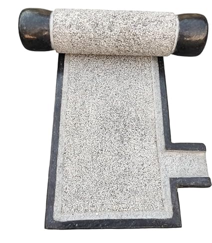 EZAHK Granite Stone Black Ammikallu, Large Size (13x9 Inch), Mortar and Pestle,Okhli, Khalbatta, Kharal, Mixer,Design for Kitchen, Home, Herbs and Spices