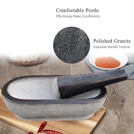 EZAHK Stone Mortar and Pestle Set,Black Granite UnPolished for Spices, Okhli Masher, Khalbatta Stone, Home Decor, Musal, Home, Herbs (14 inch 13kg) kalvam Big Size