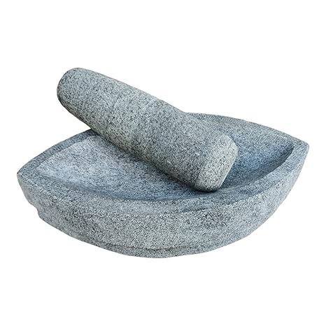 EZAHK (10 inch) Kalvam Stone Mortar and Pestle Set, UnPolished for Spices, Okhli Masher, Khalbatta Stone, Home Decor, Musal, Well Design for Kitchen, Home, Herbs  Big Size