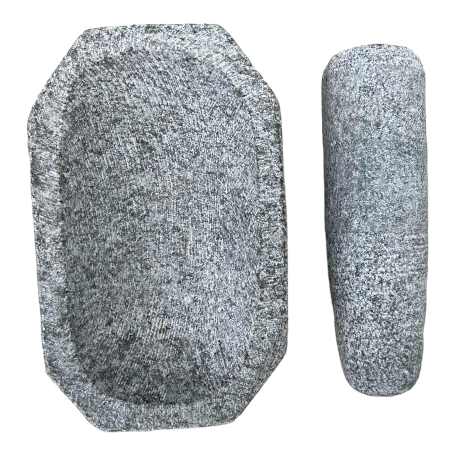 EZAHK Kalvam Stoneware Mortar and Pestle Set,Masher, Khalbatta, Kharal, Musal,for Kitchen, Home, Herbs and Spices (6 inch Grey,Small Size)