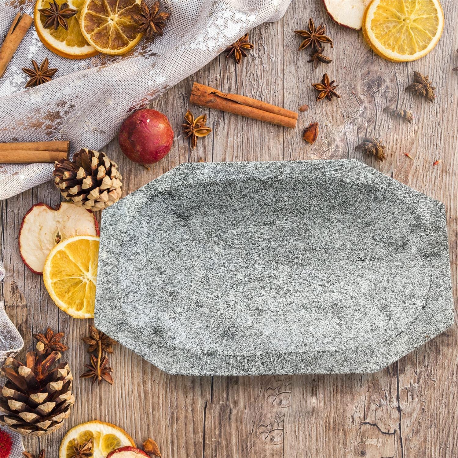 EZAHK Kalvam Stoneware Mortar and Pestle Set,Masher, Khalbatta, Kharal, Musal,for Kitchen, Home, Herbs and Spices (6 inch Grey,Small Size)