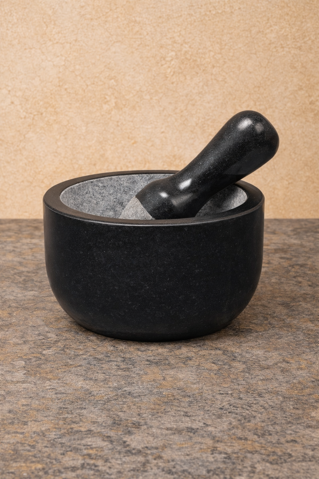 EZAHK Pure Granite Stone and Mortar and Pestle Set 8 inch Big Size
