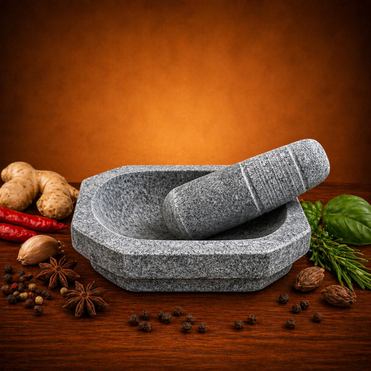 EZAHK (8 inch) Stone grey Mortar and Pestle Set