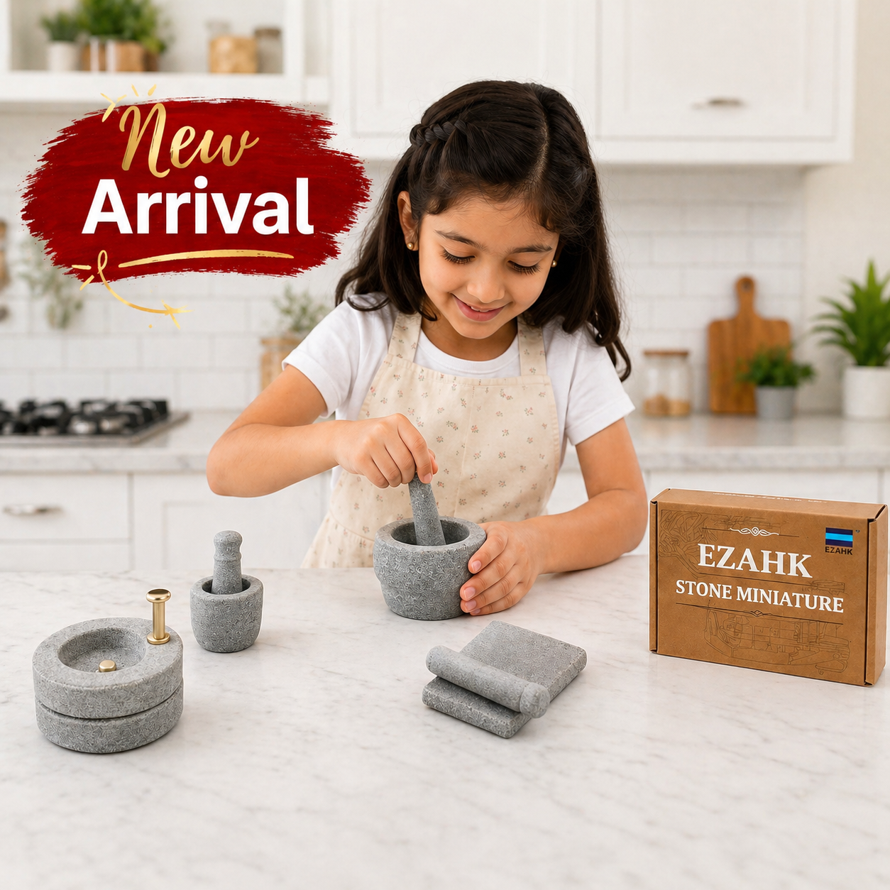 EZAHK Stone Miniature Kitchen Set for Kids (Set of 5)