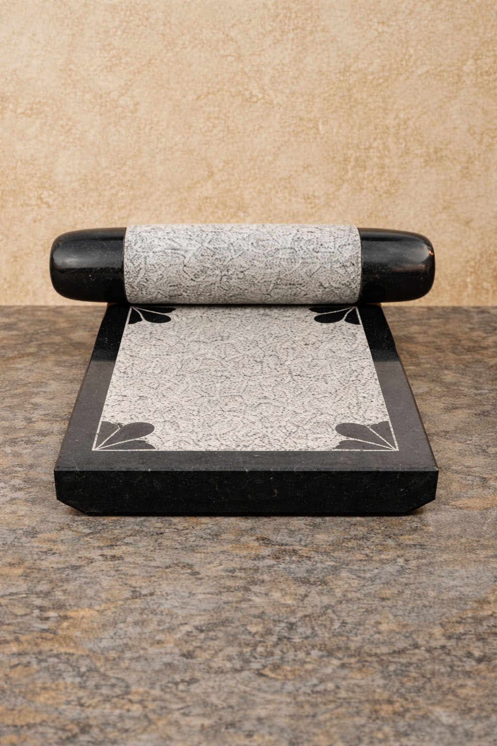 Pure Granite Ammikallu SIL Batta EZAHK Home Decor Natural Hand Grinder Mortar & Pestle (Length - 12 Inch, Width 8 Inch) Black