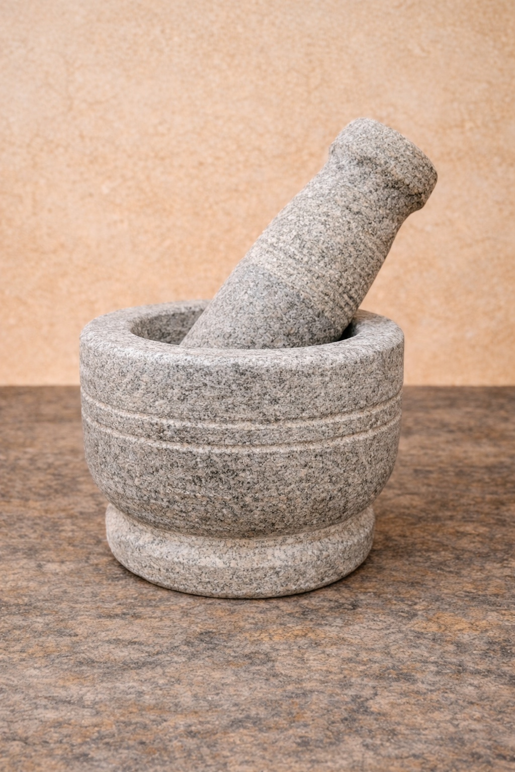 EZAHK Stone Pestle and Mortar Set, Okhli, Khalbatta, Kharal, Mixer, Natural & Traditional Grinder Musal (4 inch) Small Size