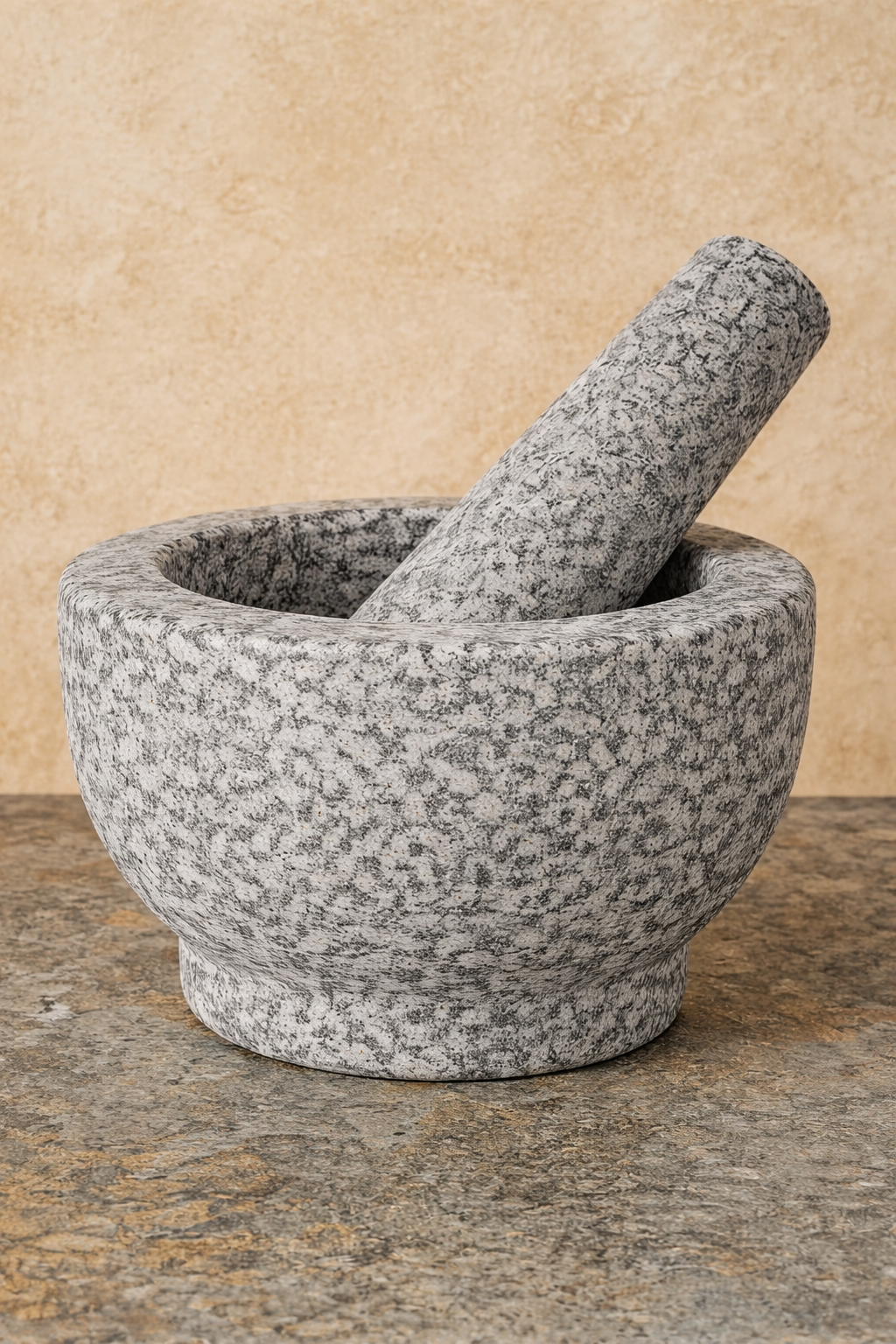 EZAHK Mortar and Pestle Set Stone | Ginger Garlic Crusher for Kitchen Unpolished Heavy Stone Material | Best Masher Kitchen Tool | okhli and musal | Ammi kallu [ 5INCH ])