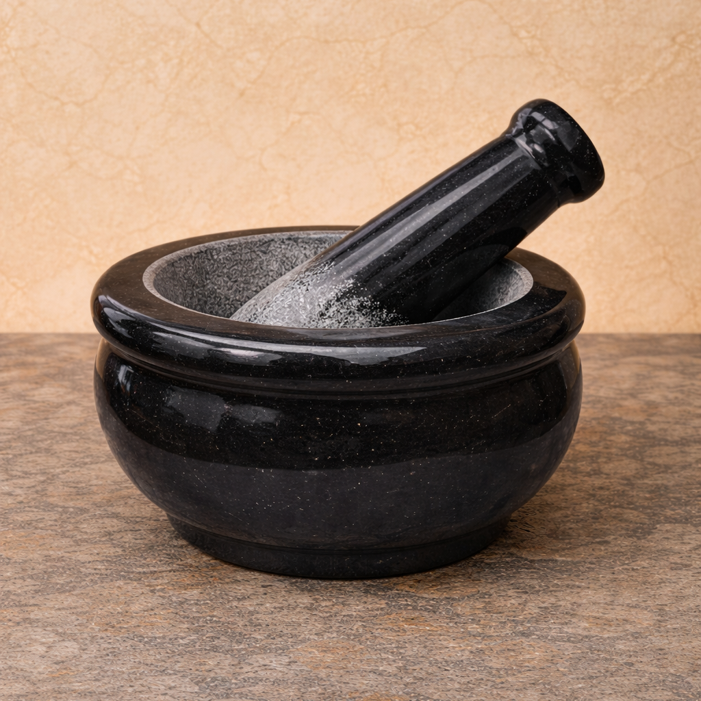EZAHK Pure Granite Stone and Mortar and Pestle Set 8 inch Big Size