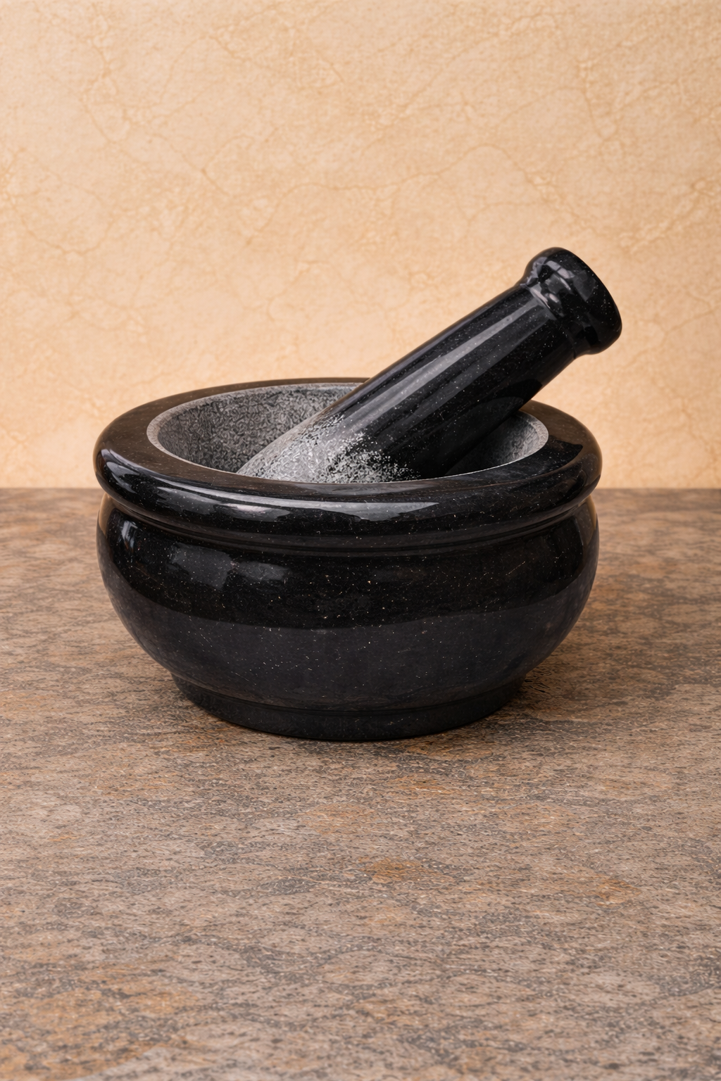 EZAHK Pure Granite Stone and Mortar and Pestle Set 6 inch Big Size
