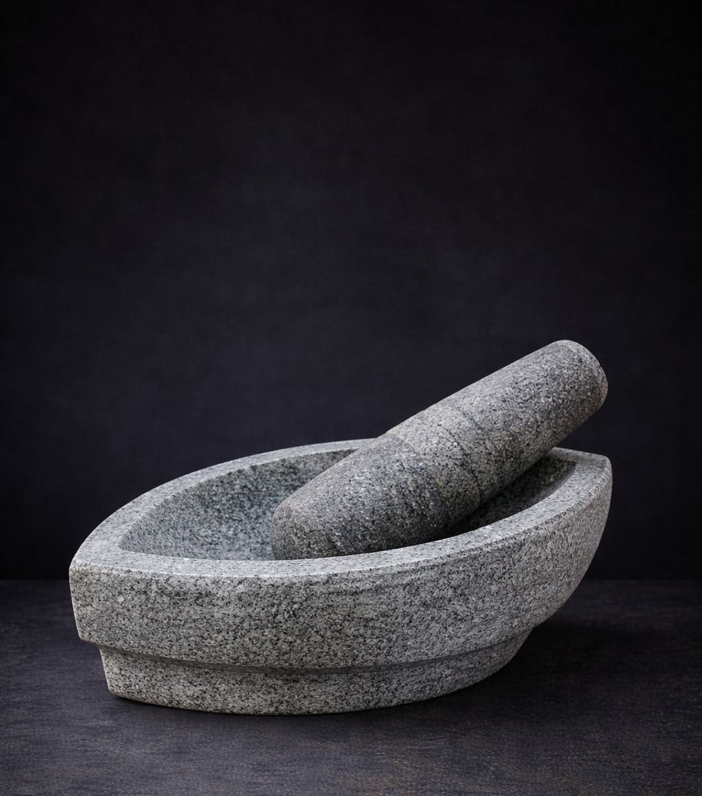EZAHK (10 inch) Kalvam Stone Mortar and Pestle Set, UnPolished for Spices, Okhli Masher, Khalbatta Stone, Home Decor, Musal, Well Design for Kitchen, Home, Herbs  Big Size