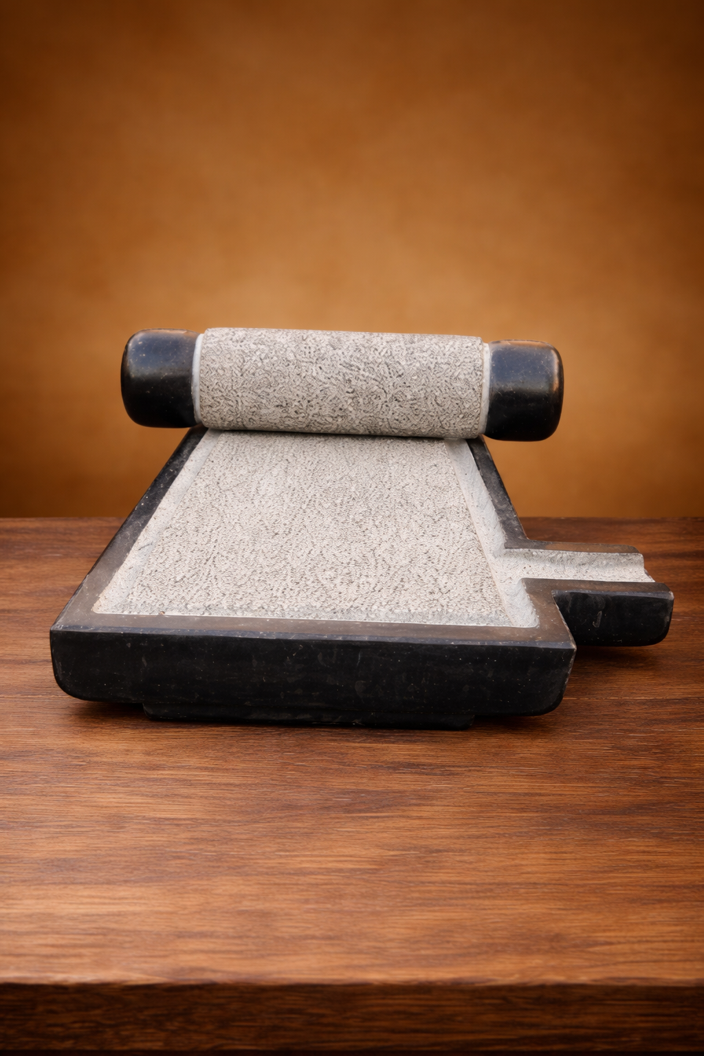 EZAHK Granite Stone Black Ammikallu, Large Size (13x9 Inch), Mortar and Pestle,Okhli, Khalbatta, Kharal, Mixer,Design for Kitchen, Home, Herbs and Spices