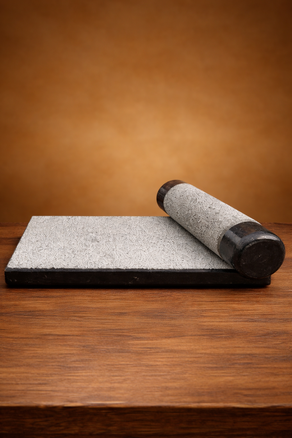 EZAHK Granite Stone Black Ammikallu, Large Size (15x10 Inch), Mortar and Pestle,Okhli, Khalbatta, Kharal, Mixer,Design for Kitchen, Home, Herbs and Spices.