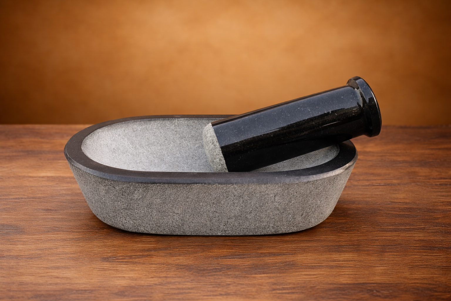 EZAHK Stone Mortar and Pestle Set,Black Granite UnPolished for Spices, Okhli Masher, Khalbatta Stone, Home Decor, Musal, Well Design for Kitchen, Home, Herbs (9 inch) kalvam