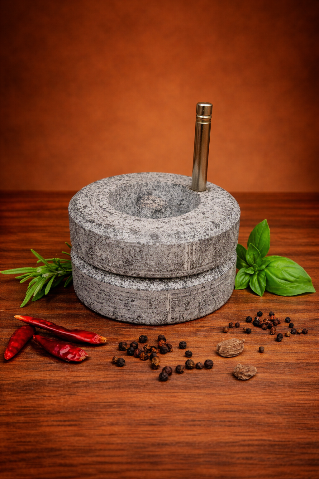 EZAHK Stone Miniature Chakki with Iron Rod (Width 4 inch) - Small Size