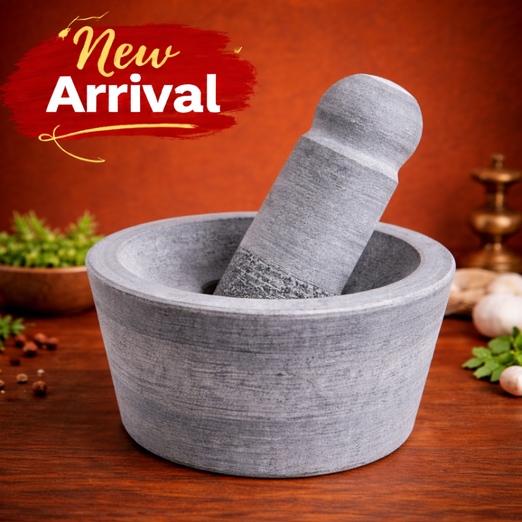 EZAHK (10*5 Inch) Attukal |Traditional Mortar & Pestle for Home