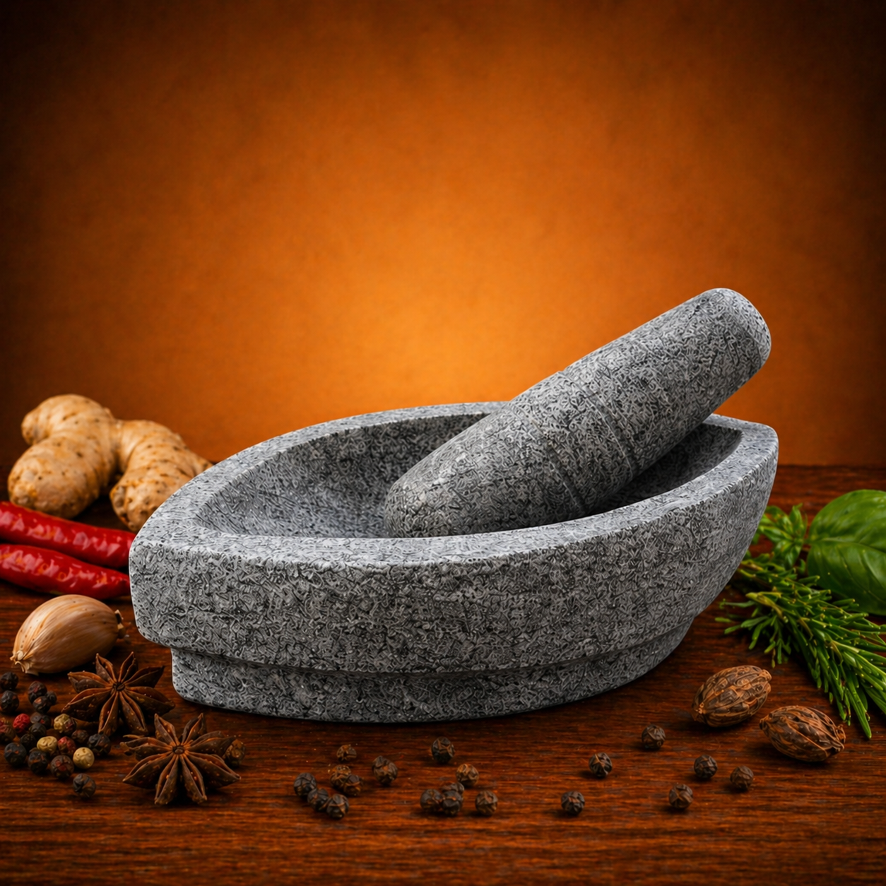 EZAHK (10 inch) NANNI Kalvam Stone Mortar and Pestle Set, UnPolished Big Size