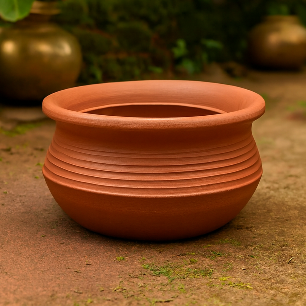EZAHK Handmade Clay Handi/Curry/Dal for Cooking (2 Litre)