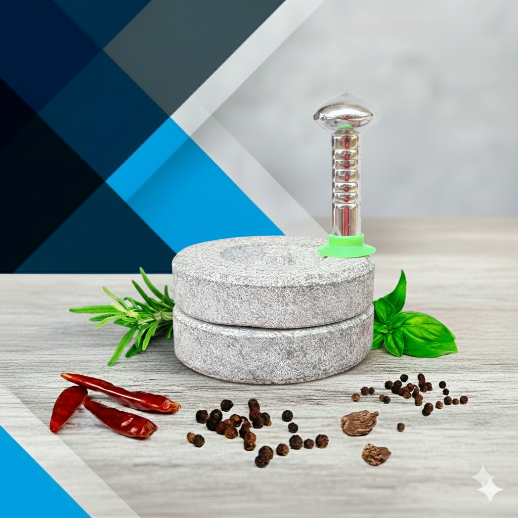 EZAHK Miniature Stone Chakki Small Size Height 4 inch,Width 6 inch