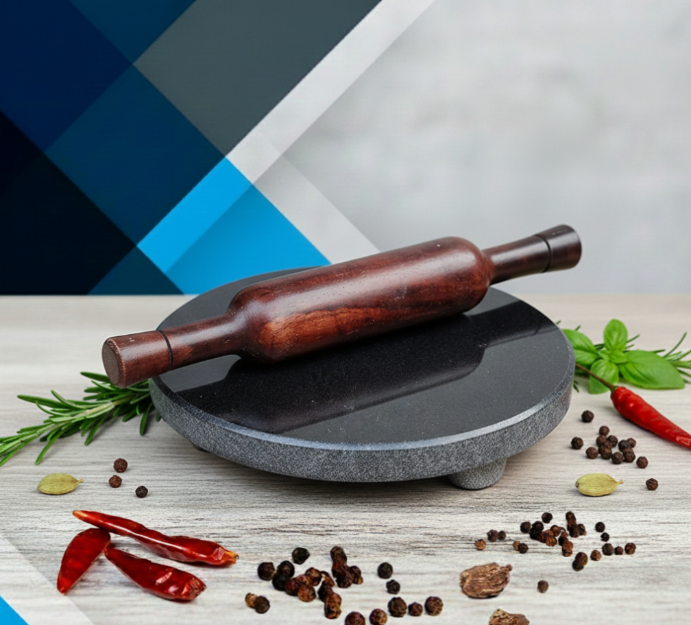 Granite Roti EZAHK Black Granite Roti/Chakla/Chapati/Maker/with belan (Black Colour ...