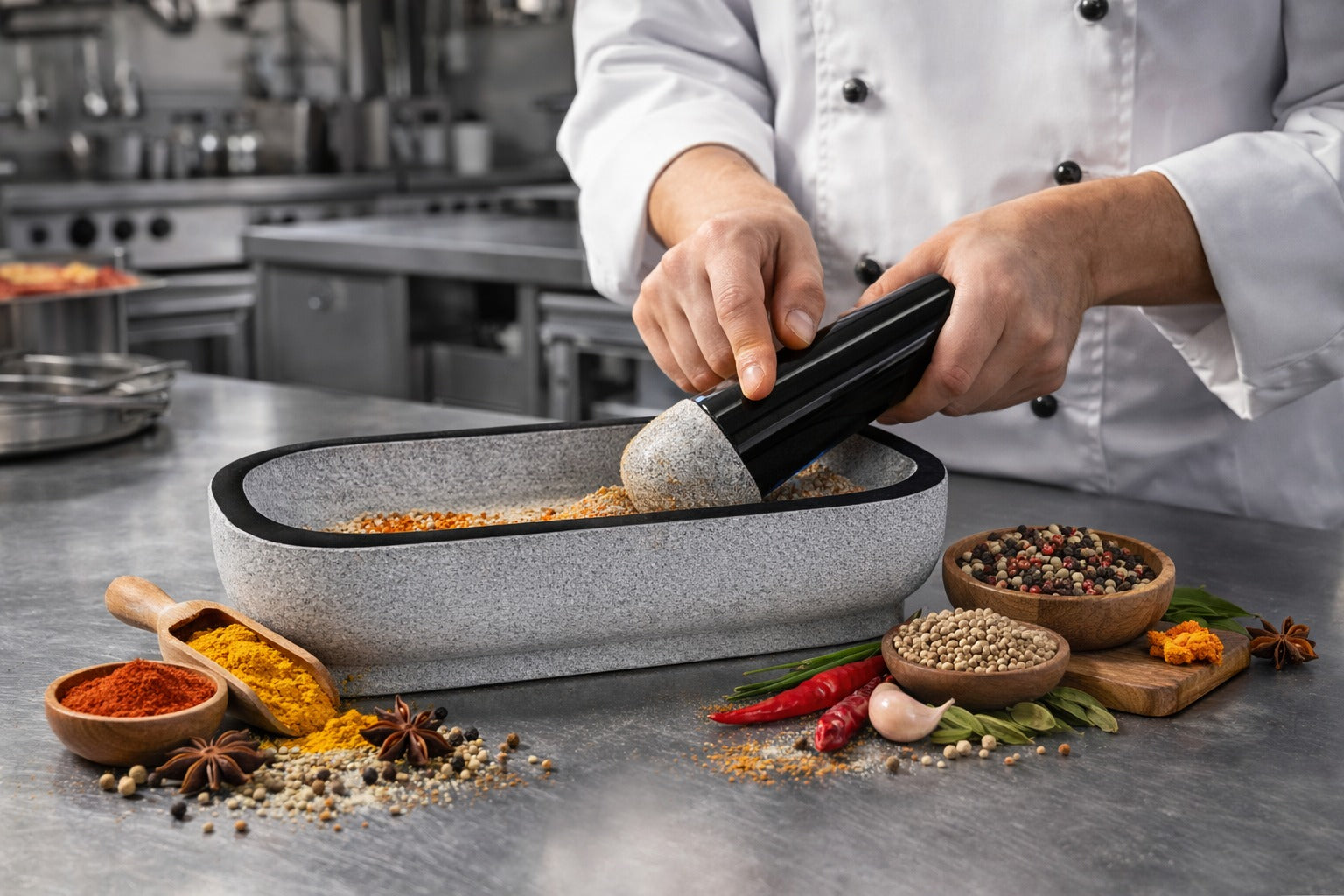 EZAHK (14×6 inches) Pure Granite Stone Mortar and Pestle Set, Kalvam, medicine making - Big Size grey
