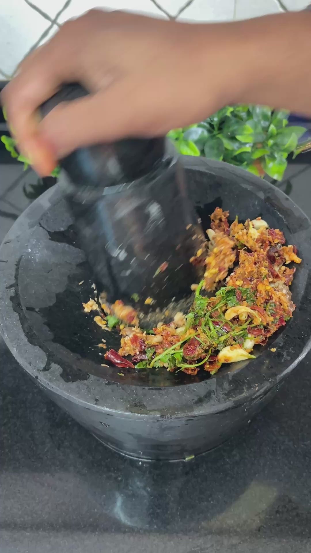 Black Curved Stone Attukal / Rubbu Rolu | Traditional Mortar & Pestle for Home & Kitchen| Size: 10 × 6 Inches (B × H) | Enhances Taste & Aroma