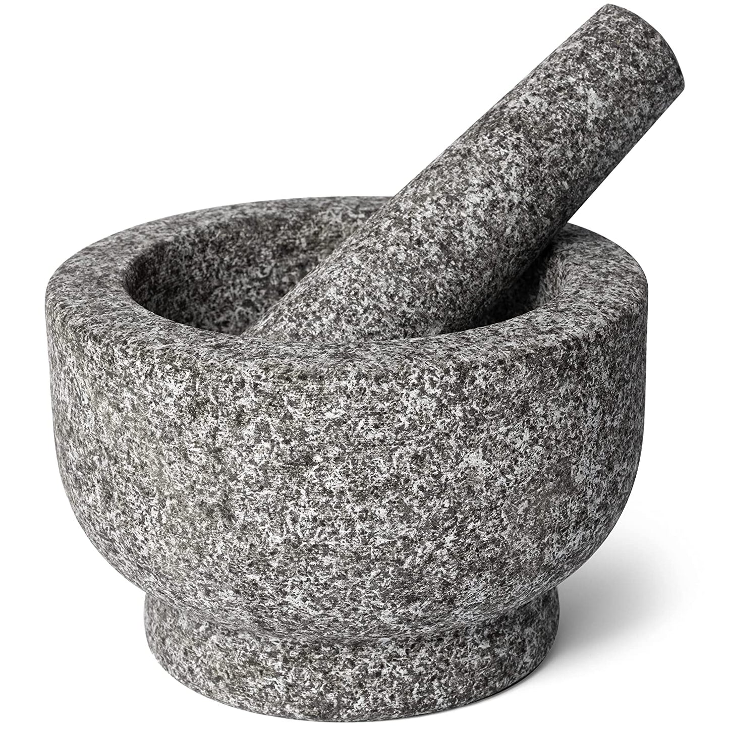Mortar and Pestle Set 6 Inch 2 Cups Unpolished Heavy Granite Stone