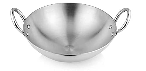 EZAHK 10 Inch Aluminium Kadhai | 2.5 Litre , (Size : 26 cm) Kadai with Handle for Kitchen , Silver - 1KG Weight