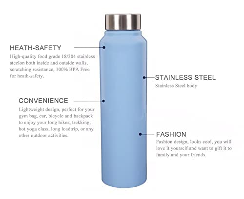 Stainless Steel Water Bottle Fridge Bottle Travel Bottle - 1000 ML wit