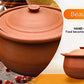 EZAHK Handmade Clay Earthen Kadai Pot with Lid Brown (2 Litre)