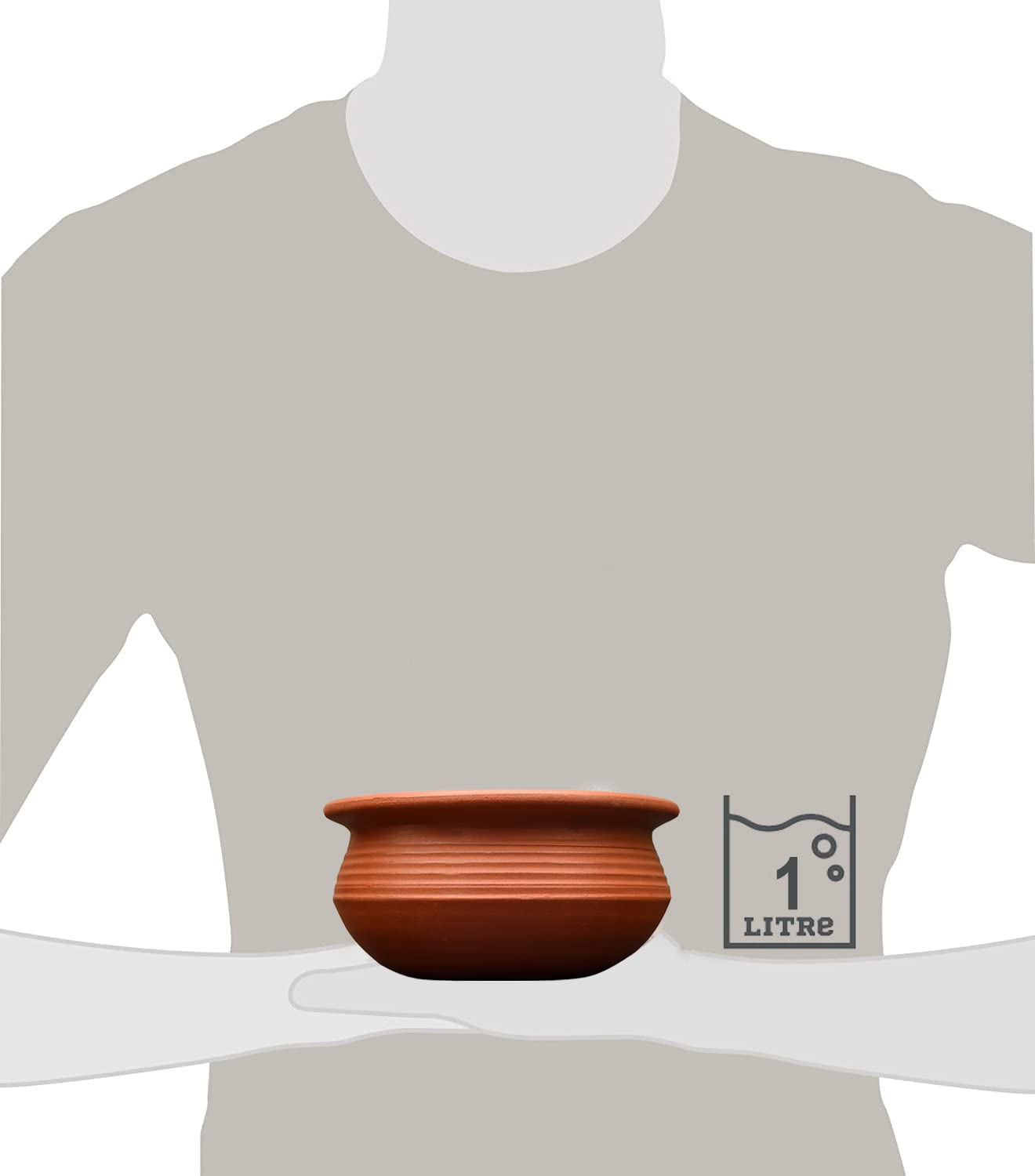 EZAHK Clay Handi Pot ( 1 L ) for Cooking on Gas Traditional Seasoned Handmade Earthern Cookware for Cooking