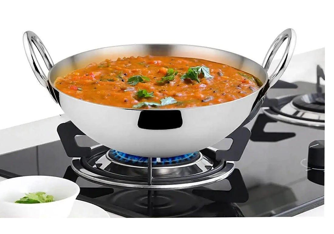 EZAHK 10 Inch Aluminium Kadhai | 2.5 Litre , (Size : 26 cm) Kadai with Handle for Kitchen , Silver