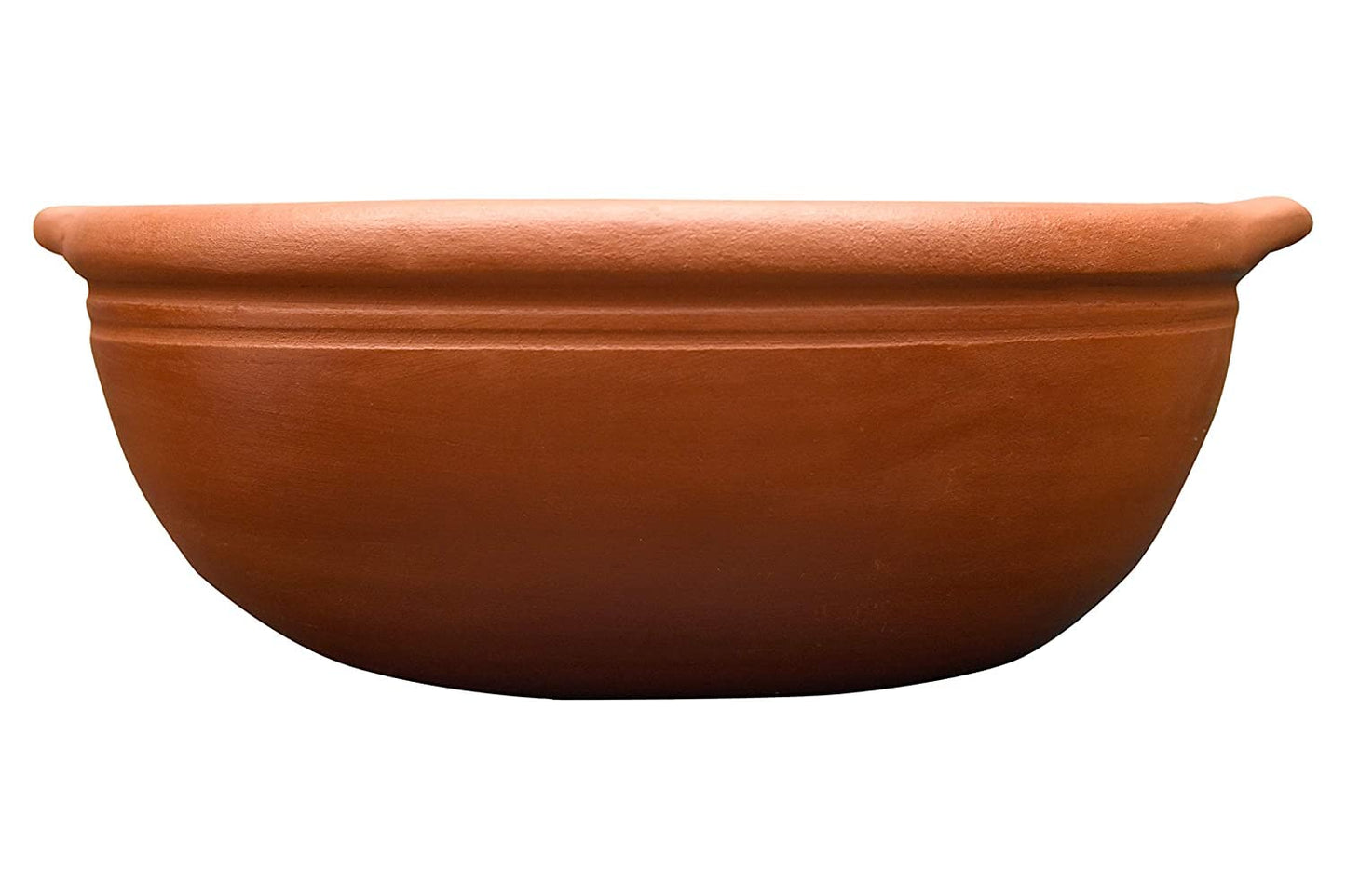 EZAHK Hand Made Clay Open Kadai/Pot for Curry Dal Cooking & Frying (Brown, 2 L)