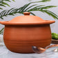 EZAHK Handmade Clay Earthen Kadai Pot with Lid Brown (2 Litre)