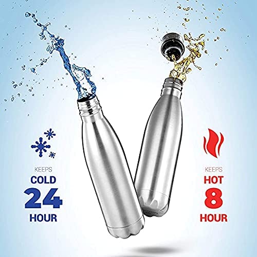 Steel Bottle Stainless Steel Water Bottle 500ml Thermosteel Bottles Metal Double Wall Vacuum Insulated Keeps Cold and Hot 24 Hours Flask for Men Women School Office Home Gym