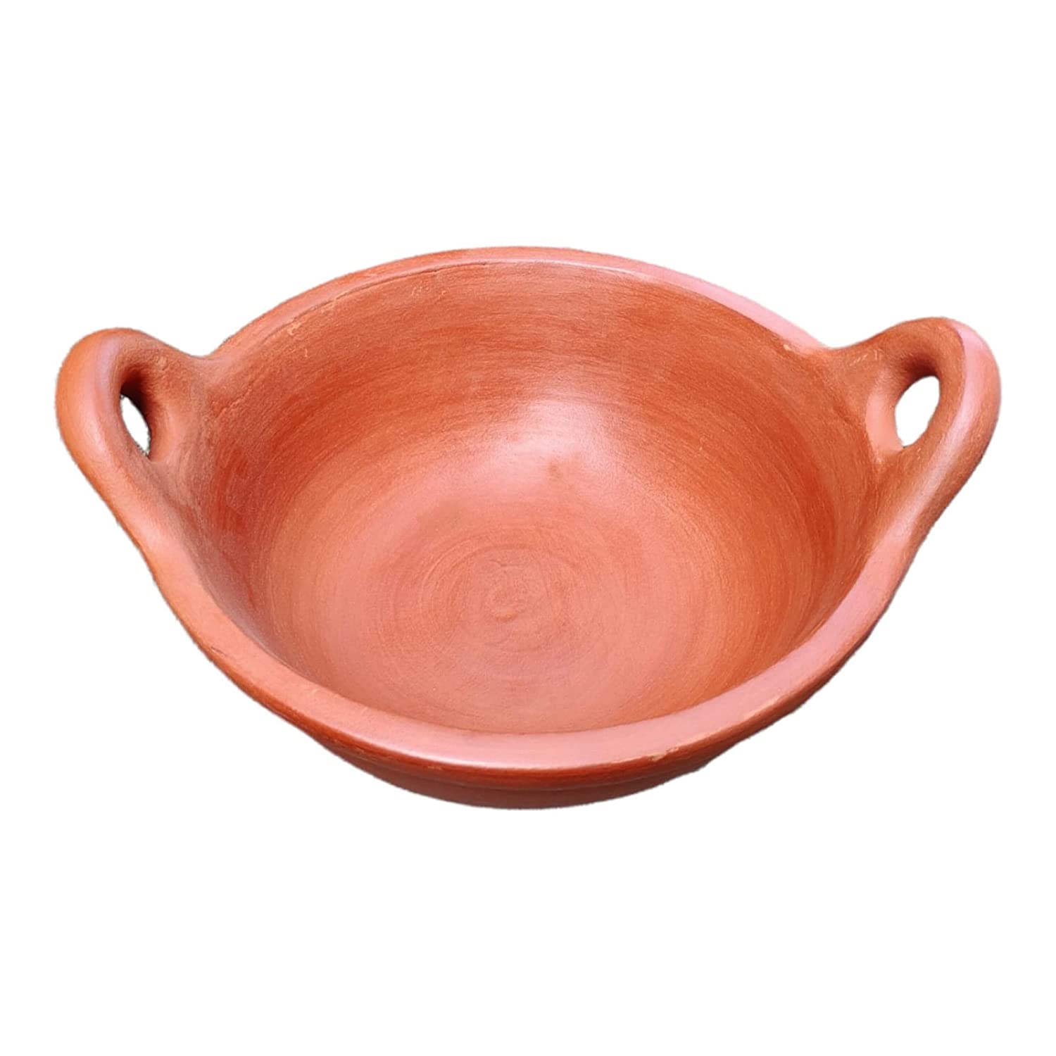 EZAHK Earthen Kadhai, Clay Pot for Cooking, Clay Pottery Mud Pot Handi for Cooking and Serving (Red) 2.5L