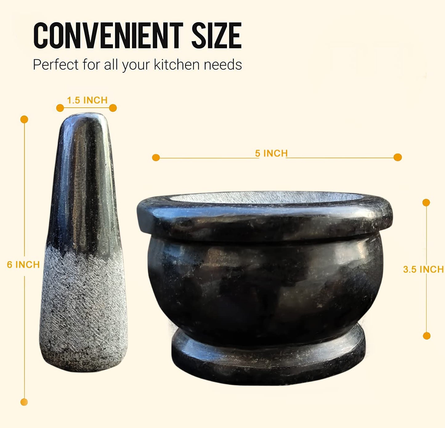 EZAHK Stone Mortar and Pestle Set (5 inch)