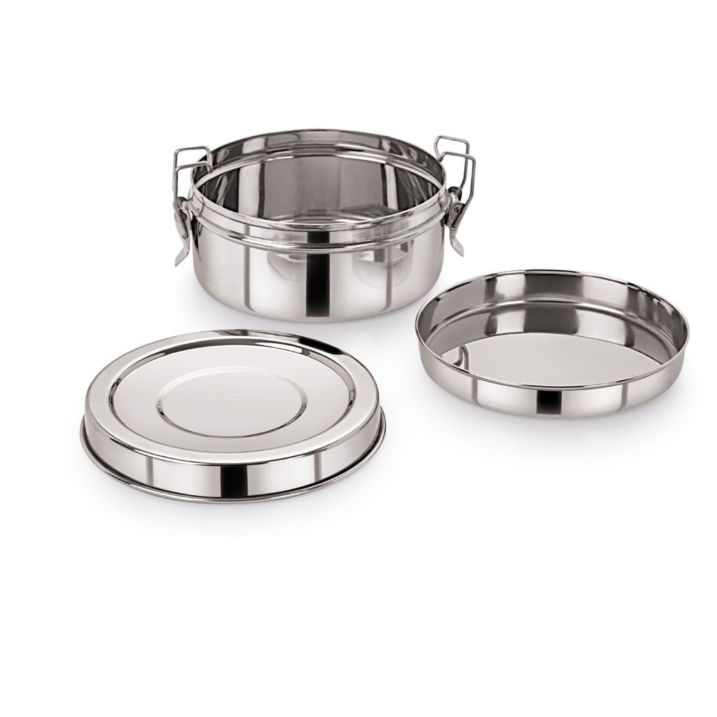Stainless Steel Round Double Decker Lunch Box-300 ml